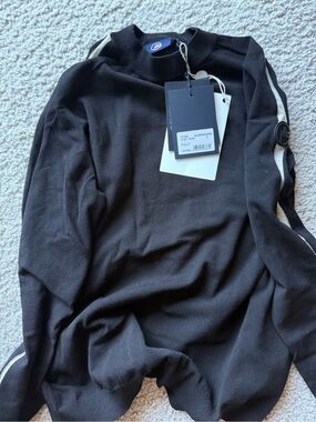Fusalp Black Turtleneck Sweater with Contrast Side Stripe